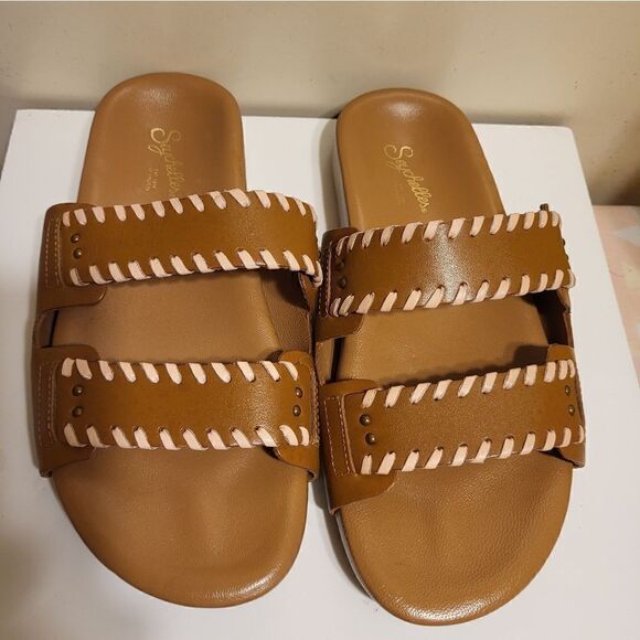 New Seychelles Los Angeles "Catch A Wave" Leather Slide Sandals Sz.6 Ret. $109 - Picture 2 of 7